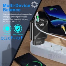 Load image into Gallery viewer, GaN Fast Charge Adapter For MacBook QC 3.0 PD3.0 USB Type C PD Quick Charger For iPhone 13 11 iPad Huawei Xiaomi Samsung