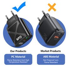 Load image into Gallery viewer, GaN Fast Charge Adapter For MacBook QC 3.0 PD3.0 USB Type C PD Quick Charger For iPhone 13 11 iPad Huawei Xiaomi Samsung