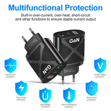 Load image into Gallery viewer, GaN Fast Charge Adapter For MacBook QC 3.0 PD3.0 USB Type C PD Quick Charger For iPhone 13 11 iPad Huawei Xiaomi Samsung