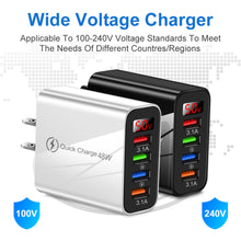 Load image into Gallery viewer, USB Charger 3.1A LED Display Wall Charger USB Fast Charging For IPhone Samsung S10 Plus Xiaomi Huawei Mobile Phone