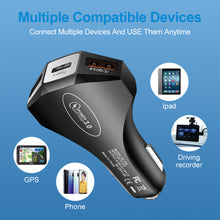 Load image into Gallery viewer, 3 Port Car Charger QC3.0 3.5A Fast Charger Cellphone Car Adapter forSamsung foriphone forHuawei forSONY forLG Universal