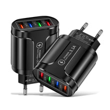 Load image into Gallery viewer, 3.1A 4usb Multi-Port Charger EU/US/UK Plug Mobile Phone Fast Charger Suitable For iPhone 13 12 11 X Pro Max Huawei P40 Xiaomi