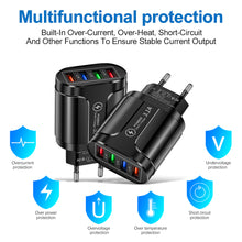 Load image into Gallery viewer, 3.1A 4usb Multi-Port Charger EU/US/UK Plug Mobile Phone Fast Charger Suitable For iPhone 13 12 11 X Pro Max Huawei P40 Xiaomi