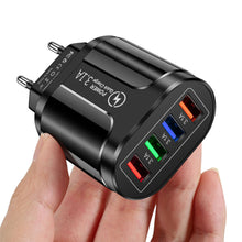 Load image into Gallery viewer, 3.1A 4usb Multi-Port Charger EU/US/UK Plug Mobile Phone Fast Charger Suitable For iPhone 13 12 11 X Pro Max Huawei P40 Xiaomi