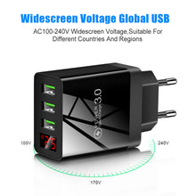 Load image into Gallery viewer, Quick Charge 3.0 3USB Digital Display Charger for IPhone Xiaomi Samsung Huawei 5V 3A Fast Charging Phone Charger