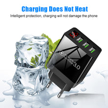 Load image into Gallery viewer, Quick Charge 3.0 3USB Digital Display Charger for IPhone Xiaomi Samsung Huawei 5V 3A Fast Charging Phone Charger