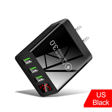 Load image into Gallery viewer, Quick Charge 3.0 3USB Digital Display Charger for IPhone Xiaomi Samsung Huawei 5V 3A Fast Charging Phone Charger