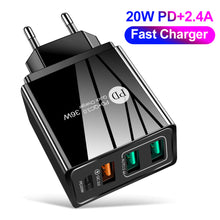 Load image into Gallery viewer, 36W USB Charger Quick Charge 3.0 Type C PD 20W Fast Charging Charger for iPhone 12 Samsung Xiaomi Mobile Phone Charger