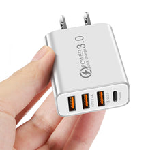 Load image into Gallery viewer, 3USB+PD QC3.0 Fast Charger 20W Type-C 3 USB Interface 5V/3.5A 9V/2A 12V/1.5A Support For Huawei SCP FCP Bi-protocol Quick Charge