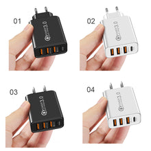 Load image into Gallery viewer, 3USB+PD QC3.0 Fast Charger 20W Type-C 3 USB Interface 5V/3.5A 9V/2A 12V/1.5A Support For Huawei SCP FCP Bi-protocol Quick Charge