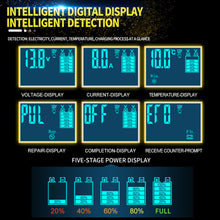 Load image into Gallery viewer, 12V/24V 8A Intelligent Car Motorcycle Battery Charger for Auto Moto Lead Acid AGM Gel VRLA Smart Charging Digital LCD Display