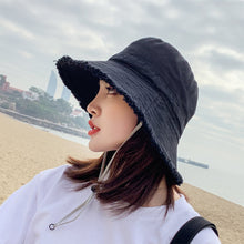 Load image into Gallery viewer, Women Fisherman Hat Outdoor Sun Protection Sun Hat Solid Color Raw Edge Fisherman Hat Fashion Simple Hat