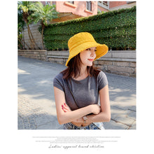Load image into Gallery viewer, Women Fisherman Hat Outdoor Sun Protection Sun Hat Solid Color Raw Edge Fisherman Hat Fashion Simple Hat
