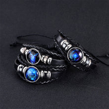 Load image into Gallery viewer, Twelve Constellation Luminous Bracelet Multilayer Leather Woven Handmade Night Light Bracelet for Women Men
