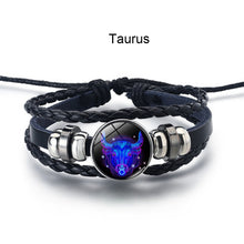Load image into Gallery viewer, Twelve Constellation Luminous Bracelet Multilayer Leather Woven Handmade Night Light Bracelet for Women Men