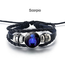 Load image into Gallery viewer, Twelve Constellation Luminous Bracelet Multilayer Leather Woven Handmade Night Light Bracelet for Women Men