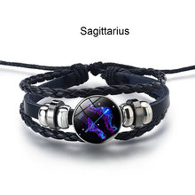 Load image into Gallery viewer, Twelve Constellation Luminous Bracelet Multilayer Leather Woven Handmade Night Light Bracelet for Women Men