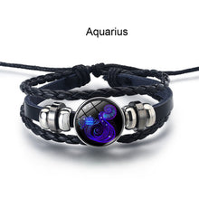 Load image into Gallery viewer, Twelve Constellation Luminous Bracelet Multilayer Leather Woven Handmade Night Light Bracelet for Women Men