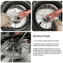 Load image into Gallery viewer, 22LED Intelligent Induction Bicycle Wheel Light Vibration Sensing Spoke Lights Rechargeable Flash Spoke Light Kids Balance Light