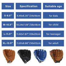 Load image into Gallery viewer, Baseball Glove Outdoor Sports Glove Softball Practice Baseball Mitt Glove Equipment Left Hand For Adults kids Man Training Glove