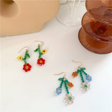 Load image into Gallery viewer, Exaggerated Personality Rice Beads Flower Earrings Fashion Crystal Braided Flower Color Earrings Beaded Cute Women Jewelry