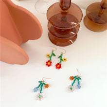 Load image into Gallery viewer, Exaggerated Personality Rice Beads Flower Earrings Fashion Crystal Braided Flower Color Earrings Beaded Cute Women Jewelry