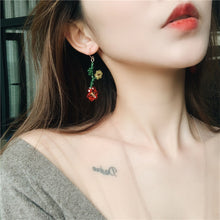 Load image into Gallery viewer, Exaggerated Personality Rice Beads Flower Earrings Fashion Crystal Braided Flower Color Earrings Beaded Cute Women Jewelry