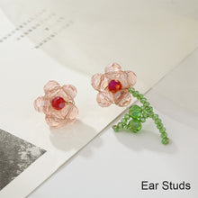 Load image into Gallery viewer, Fashion Personality Rice Beads Flower Earrings Crystal Braided Flower Color Earrings Beaded Cute Fresh Creative Women Jewelry