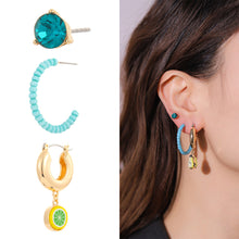 Load image into Gallery viewer, 3pcs/set Creative Rice Beads Soft Clay Earrings Fruit Strawberry Rice Beads Imitation Zircon Rhinestones Ear Stud Women Jewelry