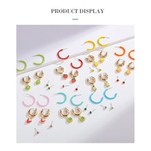 Load image into Gallery viewer, 3pcs/set Creative Rice Beads Soft Clay Earrings Fruit Strawberry Rice Beads Imitation Zircon Rhinestones Ear Stud Women Jewelry