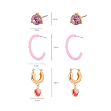 Load image into Gallery viewer, 3pcs/set Creative Rice Beads Soft Clay Earrings Fruit Strawberry Rice Beads Imitation Zircon Rhinestones Ear Stud Women Jewelry