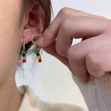 Load image into Gallery viewer, Retro Crystal Beaded Red Yellow Blue Long Earrings Women's Ear Stud Earrings Creative Fashion Rice Beads Jewelry Accessories