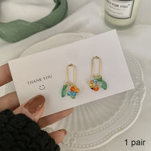 Load image into Gallery viewer, Simple Color Crystal Leaf Beaded Earrings Rice Beads Girls Women's Fashion Ear Stud Earrings Jewelry Female Accessories
