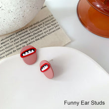 Load image into Gallery viewer, Cartoon Smiling Face Painted Earrings Female Cute Dripping Flower Earrings Creative Asymmetric Ear Clips Women Jewelry Accessories