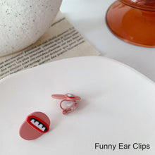 Load image into Gallery viewer, Cartoon Smiling Face Painted Earrings Female Cute Dripping Flower Earrings Creative Asymmetric Ear Clips Women Jewelry Accessories