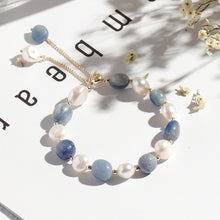 Load image into Gallery viewer, Bracelet Women's Freshwater Imitation Pearl Slide Adjustable Bracelet Imitation Sapphire Beaded Bracelet Girl Jewelry Gift