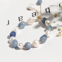 Load image into Gallery viewer, Bracelet Women's Freshwater Imitation Pearl Slide Adjustable Bracelet Imitation Sapphire Beaded Bracelet Girl Jewelry Gift