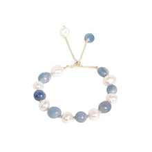 Load image into Gallery viewer, Bracelet Women's Freshwater Imitation Pearl Slide Adjustable Bracelet Imitation Sapphire Beaded Bracelet Girl Jewelry Gift