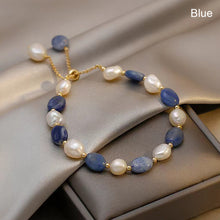 Load image into Gallery viewer, Bracelet Women's Freshwater Imitation Pearl Slide Adjustable Bracelet Imitation Sapphire Beaded Bracelet Girl Jewelry Gift