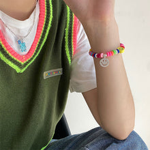 Load image into Gallery viewer, Rainbow Smiley Bracelet Rice Beads Handmade Fashion Elastic Rope Bead Bracelet Creative Women Jewelry Accessories