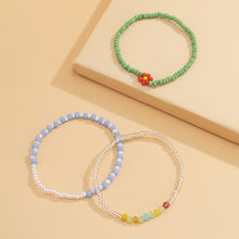 Load image into Gallery viewer, 3pcs/set Boho Daisy Flower Wristband Rice Bead Bracelet Women's Colorful Rice Bead Beaded Bracelet Set Women Jewelry