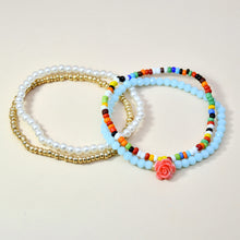 Load image into Gallery viewer, 4pcs/set Elastic Rope Rose Crystal Bracelet Female Multi-layer Combination Pearl Rice Beads Bracelet Women Beaded Jewelry