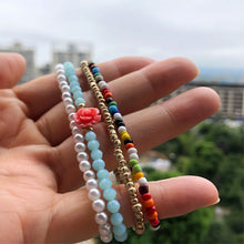 Load image into Gallery viewer, 4pcs/set Elastic Rope Rose Crystal Bracelet Female Multi-layer Combination Pearl Rice Beads Bracelet Women Beaded Jewelry