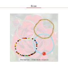 Load image into Gallery viewer, 4pcs/set Elastic Rope Rose Crystal Bracelet Female Multi-layer Combination Pearl Rice Beads Bracelet Women Beaded Jewelry