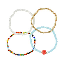 Load image into Gallery viewer, 4pcs/set Elastic Rope Rose Crystal Bracelet Female Multi-layer Combination Pearl Rice Beads Bracelet Women Beaded Jewelry