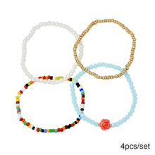 Load image into Gallery viewer, 4pcs/set Elastic Rope Rose Crystal Bracelet Female Multi-layer Combination Pearl Rice Beads Bracelet Women Beaded Jewelry