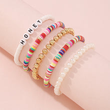 Load image into Gallery viewer, 5pcs/set Hand Braided Beaded Colorful Resin Bracelet Boho Bracelet Rice Beads Women Girls Wristband Jewelry Accessories
