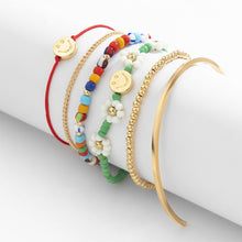 Load image into Gallery viewer, 6pcs/set Pastoral Beaded Contrasting Color Rice Beads Jewelry Creative Smiley Daisy Multilayer Bracelet Women Jewelry Gifts