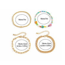 Load image into Gallery viewer, 4pcs/set Bohemian Daisy Flower Rice Bead Bracelet Women's Metal Hollow Chain Beaded Bracelet Girl Female Jewelry Accessories