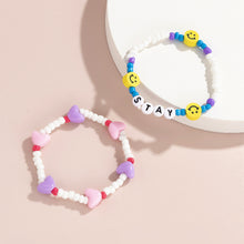 Load image into Gallery viewer, 2pcs/set Heart Shaped Rice Bead Bracelet Set Simple Sweet Smiley Beaded Bracelet Jewelry Women Summer Fresh Jewelry Accessories